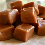 Milton Hershey's Caramels arranged on a white plate with golden brown color and soft texture