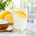 Baking Soda Weight Loss Recipe with lemon on a glass on a table