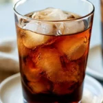 Homemade Coca Cola served in a tall glass with ice and a lime wedge garnish