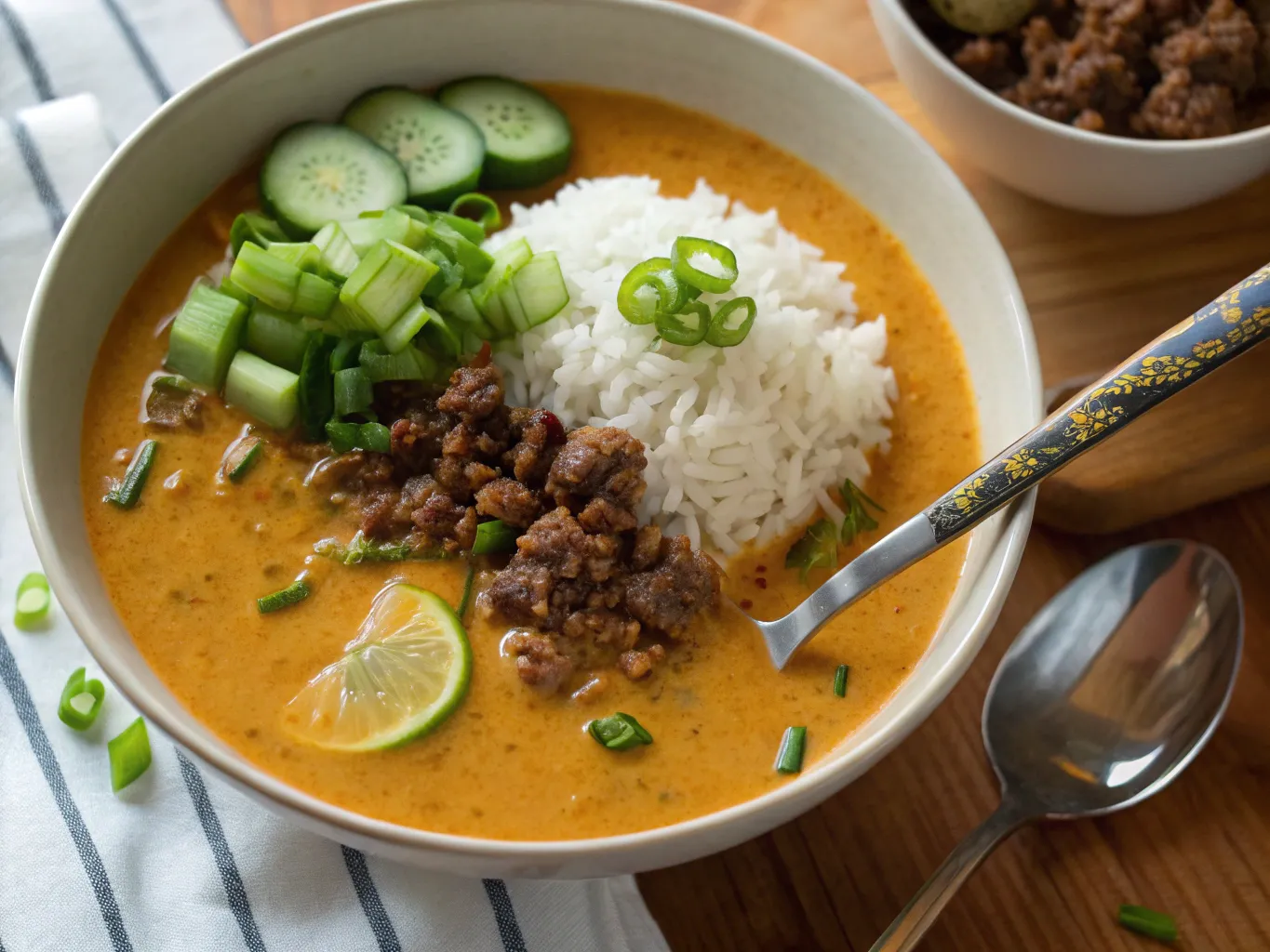 Broth Bowls with Crispy Beef and Rice