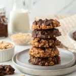 stacked no bake cookies on a plate