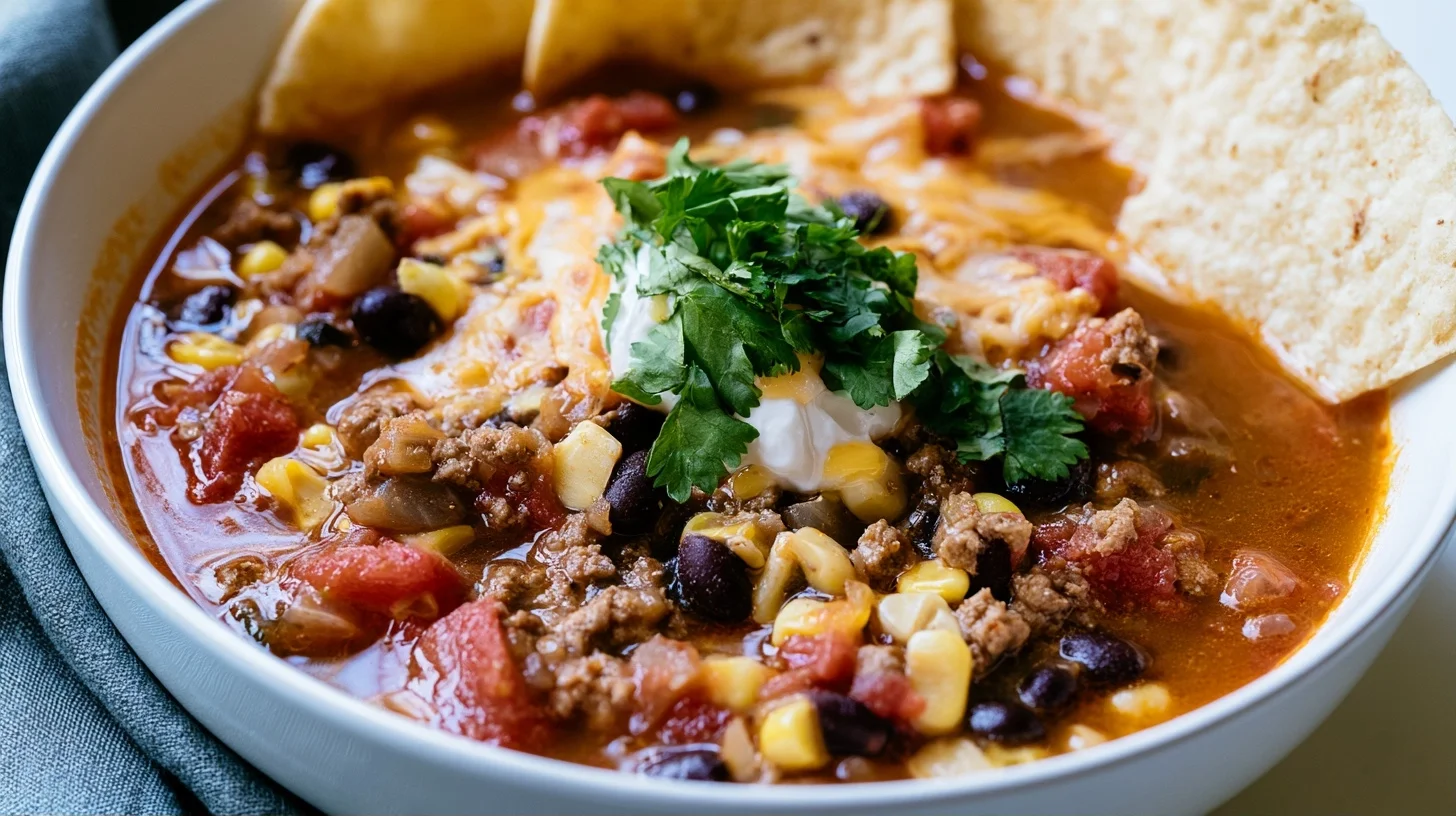 Best Taco Soup Recipe With Ground Beef in 30 Minutes